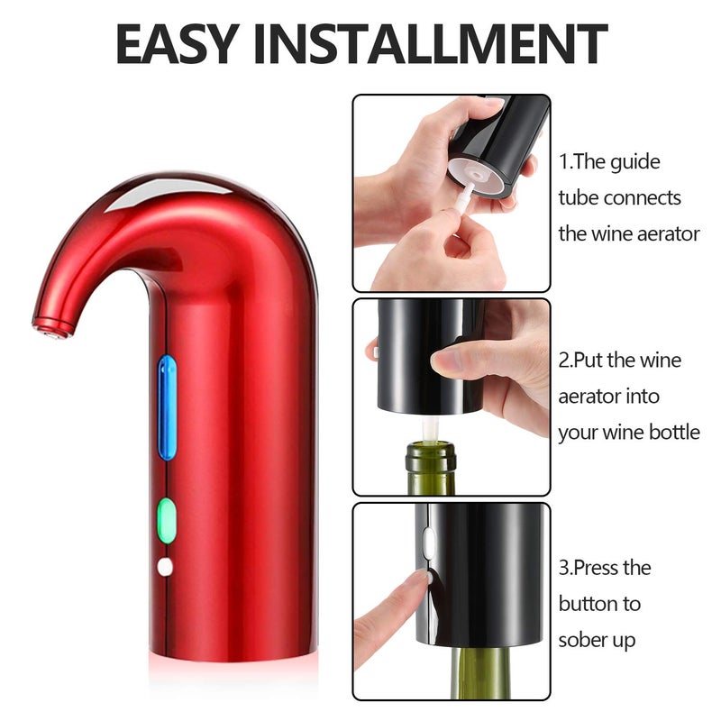 JIFAR Electric Wine Aerator Gifts Touch Portable Red - White Wine Accessories Aeration For Wine and Spirit Beginner and Enthusiast -Spout Pourer - Wine - Image 4